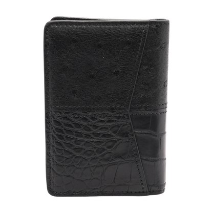Black Pocket Organizer in Ostrich, Crocodile, & Monogram Empreinte Leather