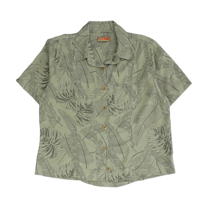 Green Tropical Button Down