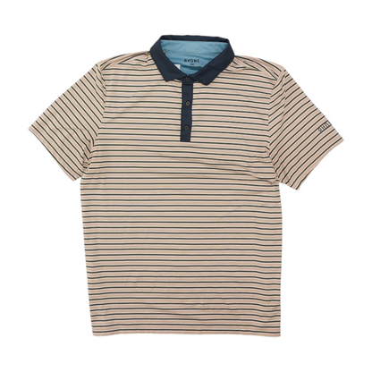 Beige Striped Short Sleeve Polo