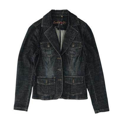 Blue Solid Denim Jacket