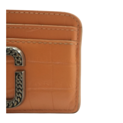 Orange Snapshot Crocodile Embossed Leather Card Case