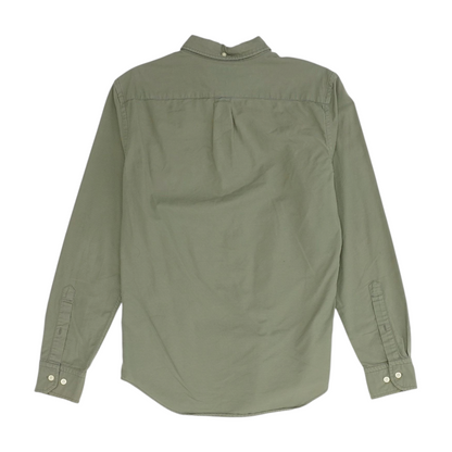 Green Solid Long Sleeve Button Down