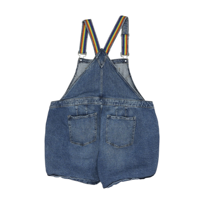 Blue Plus Solid Overalls Shorts