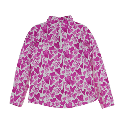 White Hearts 1/4 Zip Pullover