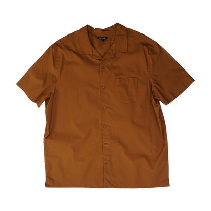 Brown Tall Solid Short Sleeve Button Down