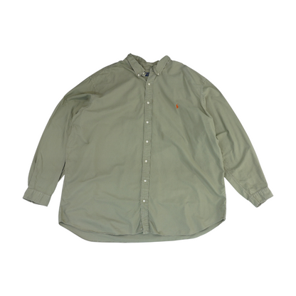 Green Tall Solid Long Sleeve Button Down