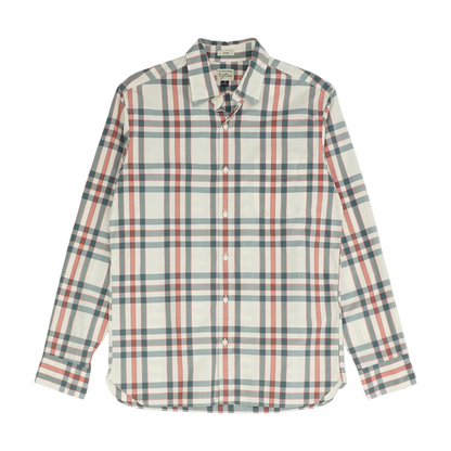 White Plaid Long Sleeve Button Down
