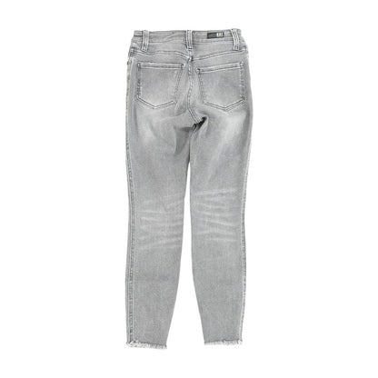 Gray Solid Skinny Leg Jeans