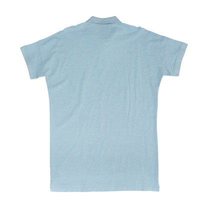 Blue Solid Short Sleeve Polo