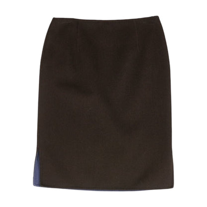 Brown Solid Midi Skirt