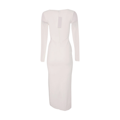 White Long Sleeve Compact Knit Miracle Dress