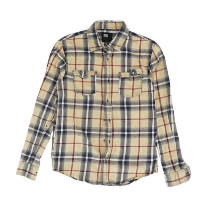 Beige Plaid Flannel Button Down