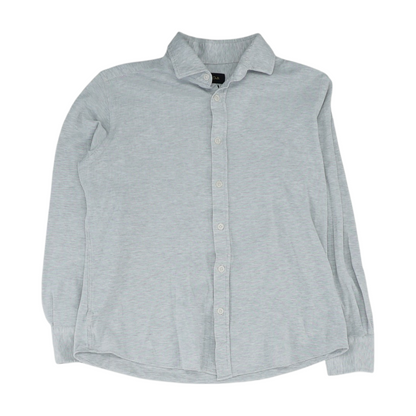 Gray Solid Long Sleeve Button Down