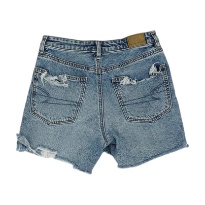 Blue Solid Denim Shorts
