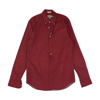 Red Geometric Long Sleeve Button Down