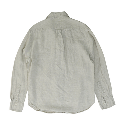 Beige Solid Long Sleeve Button Down