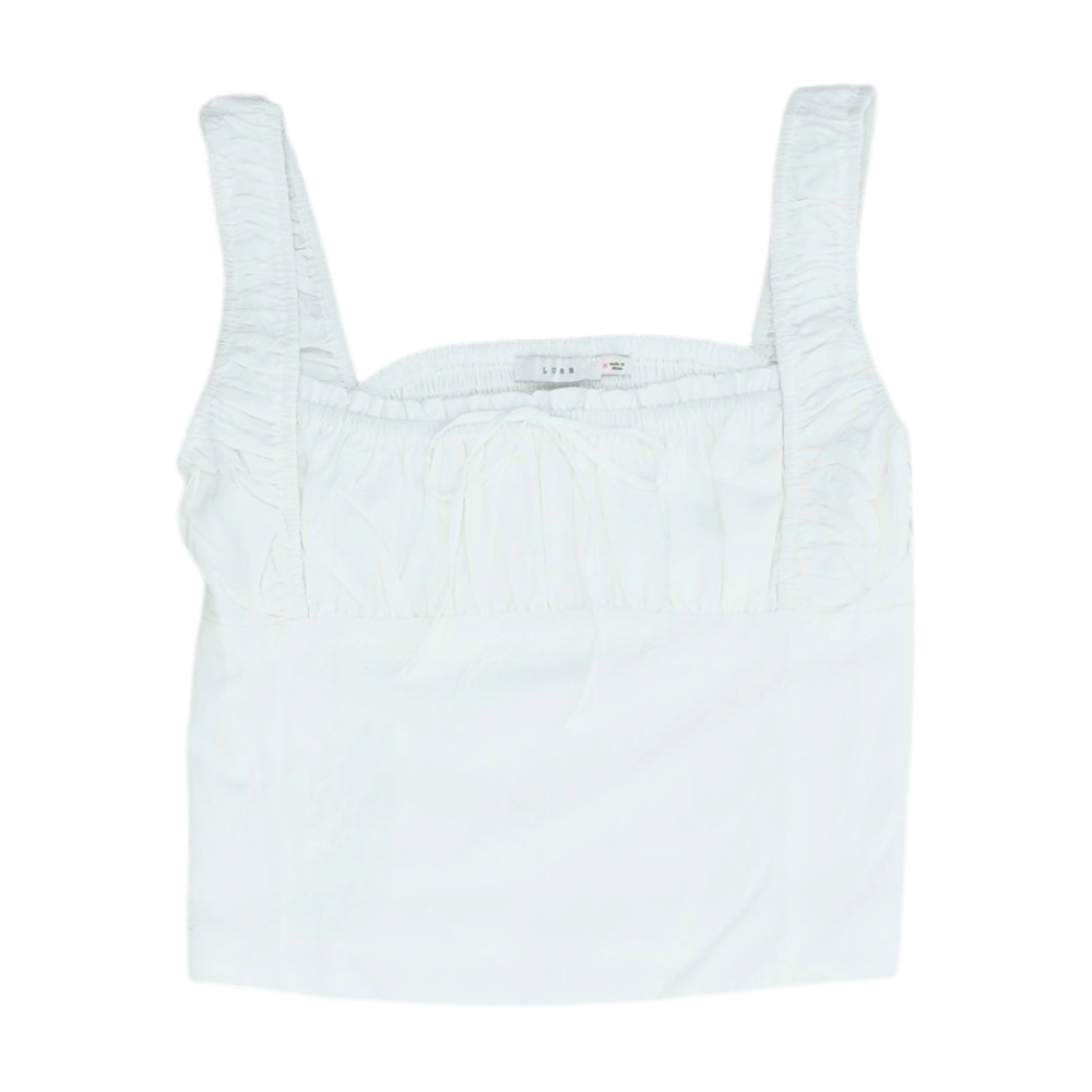 Lush White Polka Dot Cropped Blouse – Image 1