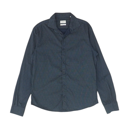 Navy Polka Dot Long Sleeve Button Down