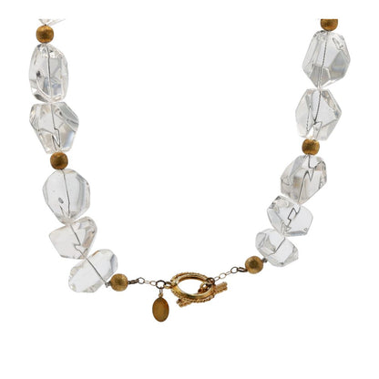 Gold Tone And Clear Beaded Necklace