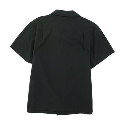 Black Solid Short Sleeve Button Down