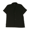 Black Solid Short Sleeve Button Down
