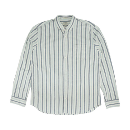 White Tall Striped Long Sleeve Button Down