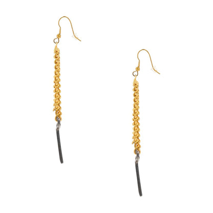 Gold Tone And Silver Tone Spiked Dangle Earrings
