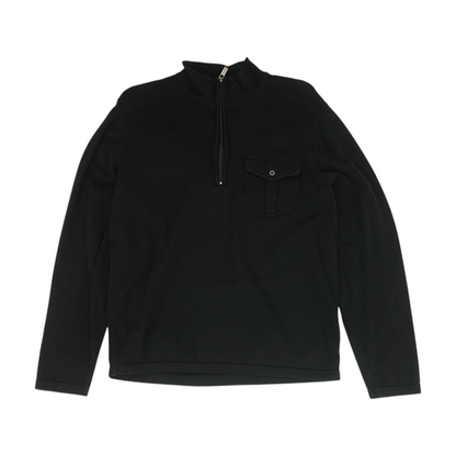 Black Solid 1/4 Zip Sweater