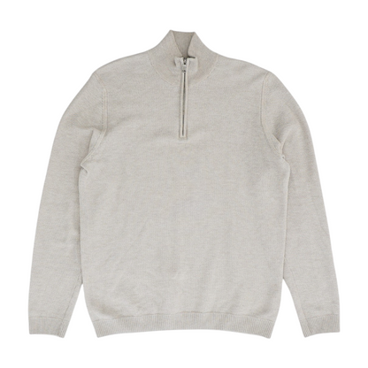Beige Solid 1/4 Zip Sweater