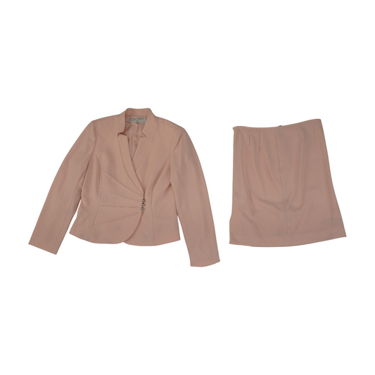 Pink Petite Solid Skirt Suit