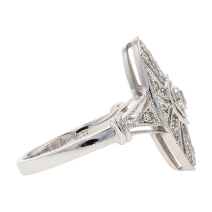 1/3 Ct 14K White Gold Diamond Modern Deco Style Engagement Ring