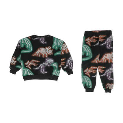 Black Graphic Long Sleeve Set