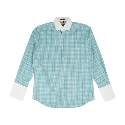 Turquoise Plaid Long Sleeve Button Down