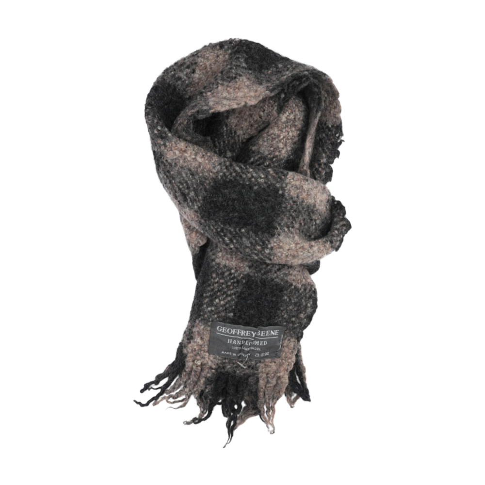 Geoffrey Beene Black Check Wool Scarf – Image 1