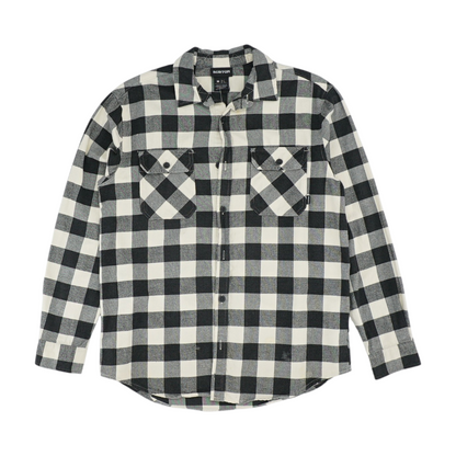 Black Check Flannel Button Down