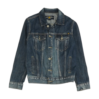Blue Solid Denim Jacket