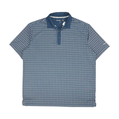 Navy Print Short Sleeve Polo
