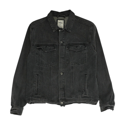 Black Solid Denim Jacket
