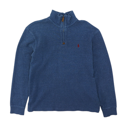 Blue Solid 1/4 Zip Pullover