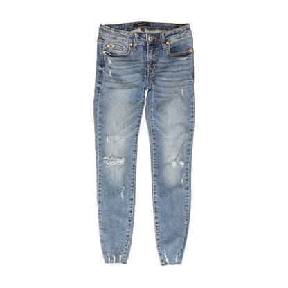 Blue Solid Skinny Leg Jeans