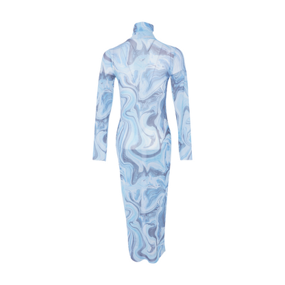 Blue Print Midi Dress