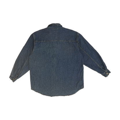 Blue Solid Long Sleeve Button Down