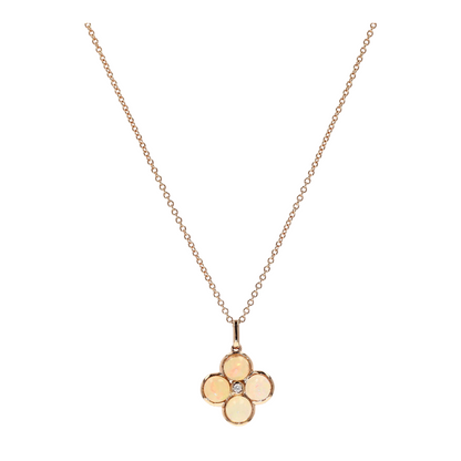 1 1/4 ctw 14K Yellow Gold Opal Pendant Necklace