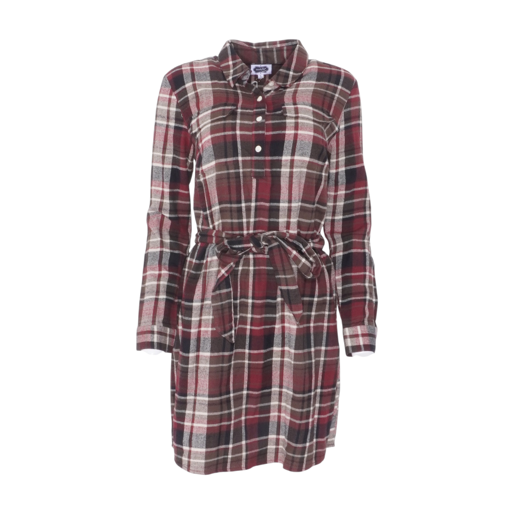 Burgundy Plaid Mini Dress