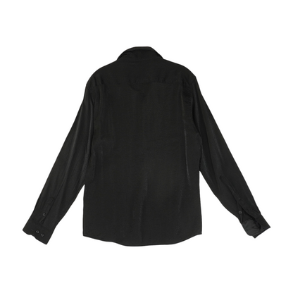 Black Solid Long Sleeve Button Down