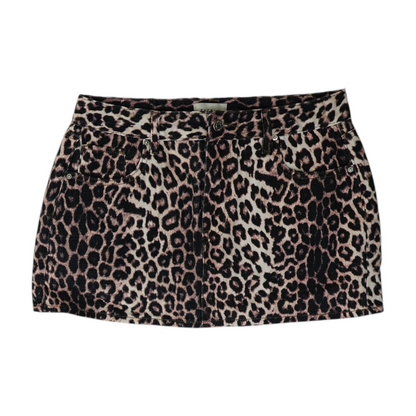 Beige Animal Print Mini Skirt