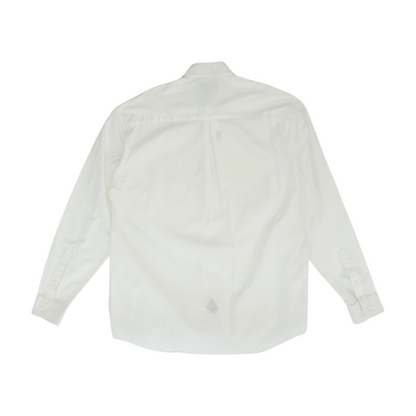 White Solid Long Sleeve Button Down
