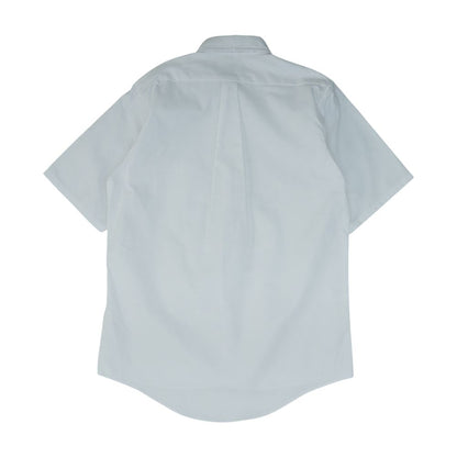 White Solid Short Sleeve Button Down
