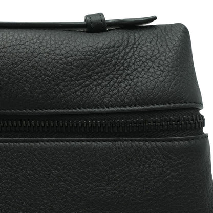 Black Grained Calfskin Leather Pouch