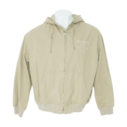 Beige'Christian Dior Couture 1947' Embroidered Hooded Bomber Jacket